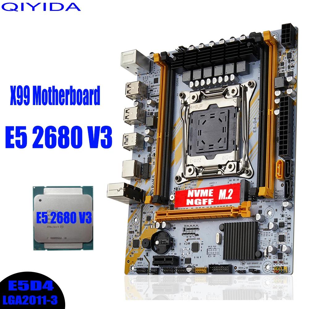 QIYIDA X99  Ʈ, LGA2011 3 ŰƮ, Xeon E5 2680 V3 CPU μ,  DDR4 RAM ޸, NVME M.2 E5 D4
